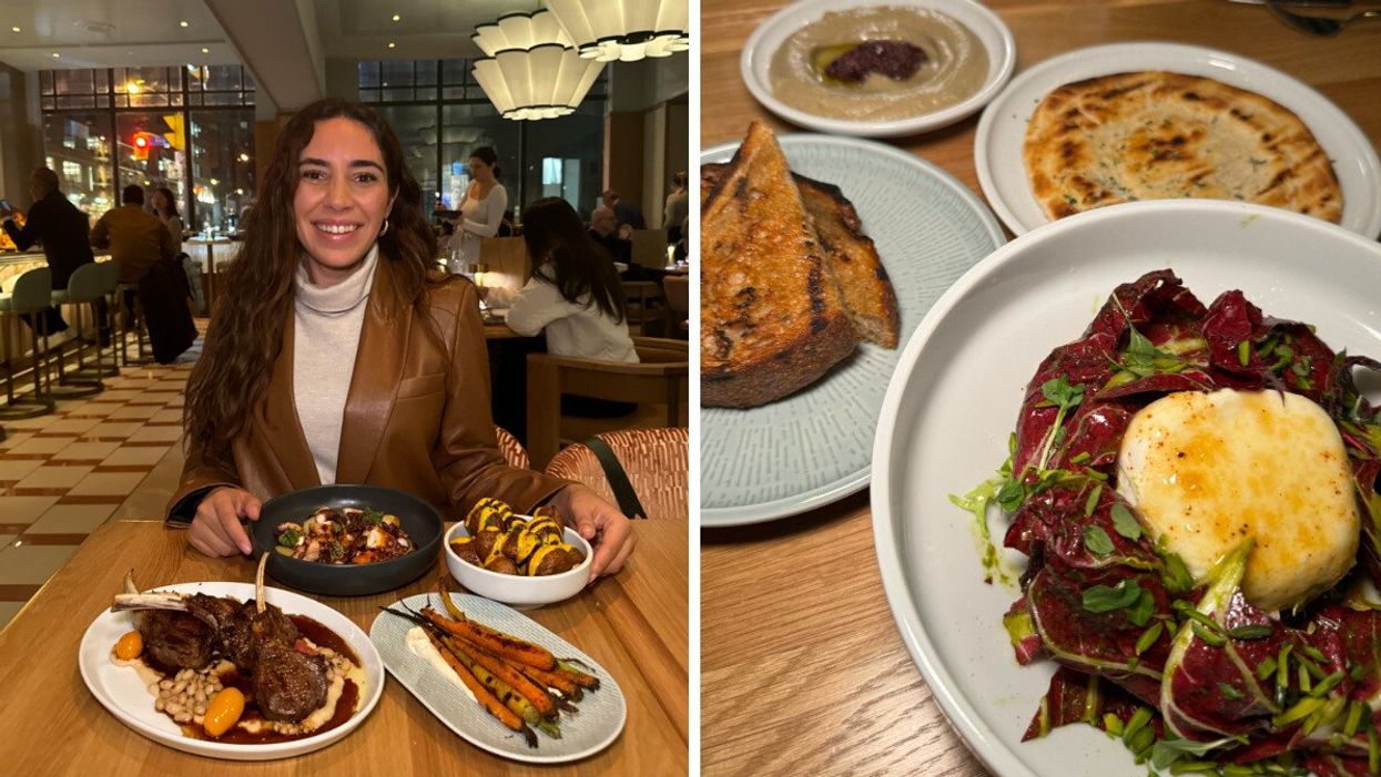 Mira Nabulsi at Abrielle with her main dishes. Right: Appetizers from Abrielle Toronto.