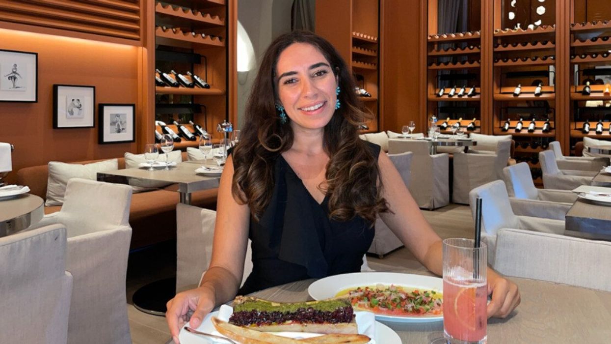 Mira Nabulsi at Daphne with her food and mocktail.