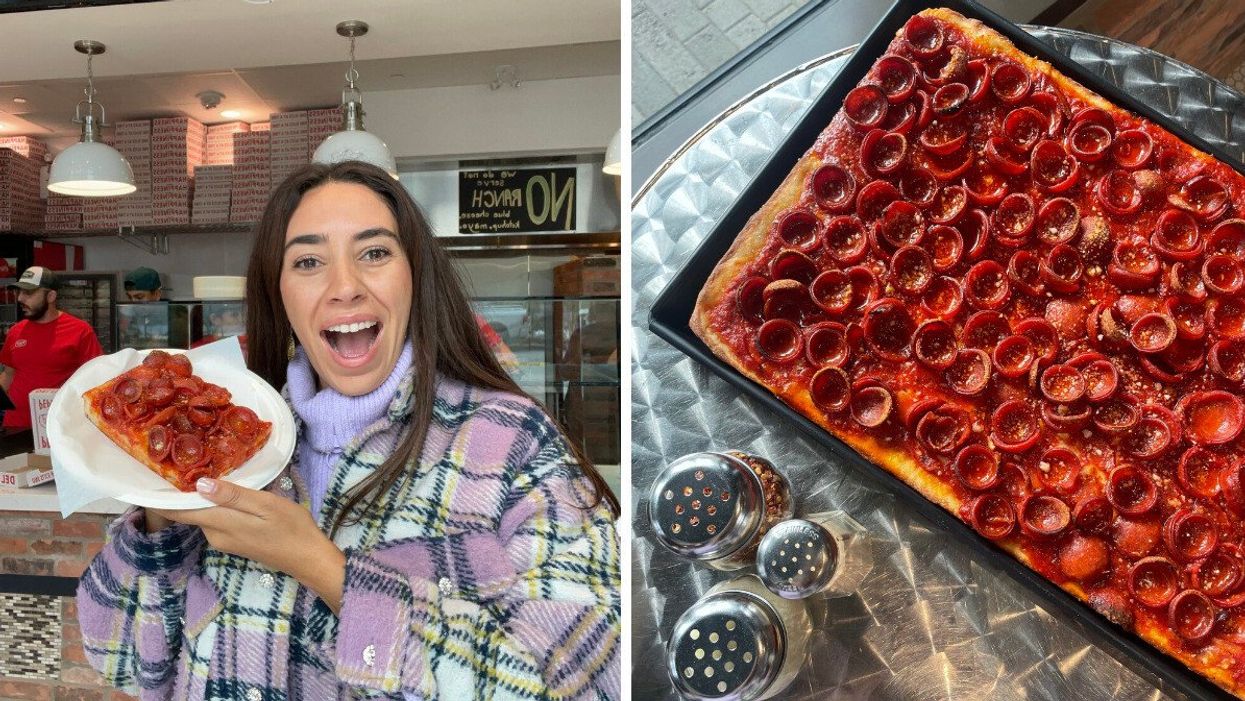 Mira Nabulsi at Prince St. Pizza. Right: Spicy Spring from Prince St. Pizza in Toronto.