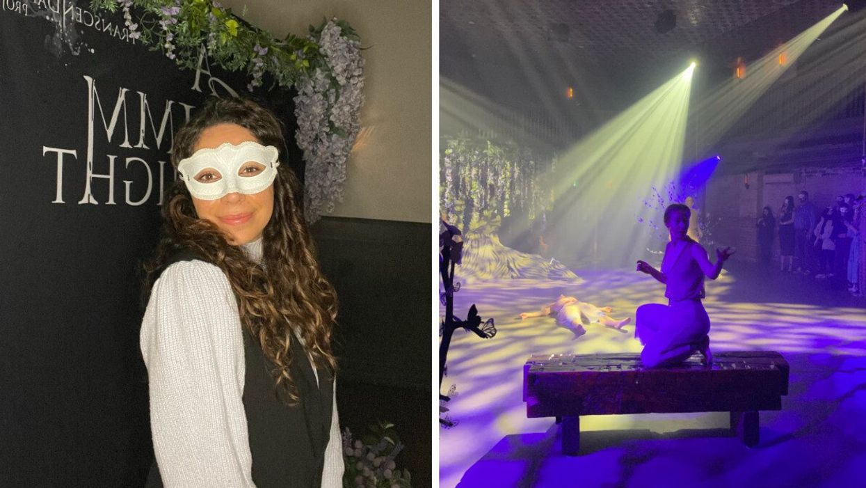 Mira Nabulsi at the immersive theatre experience. Right: Performers at the experience.
