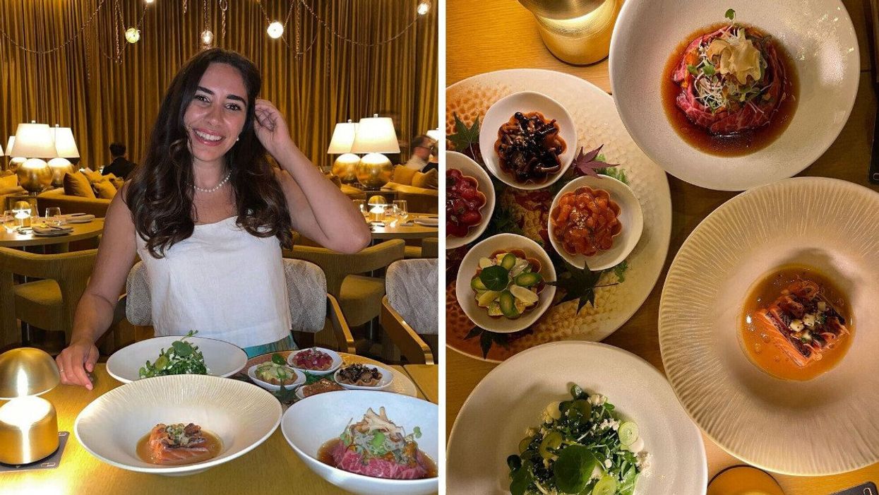 Mira Nabulsi at Ultra in Toronto, Right: Several dishes at Ultra in Toronto.