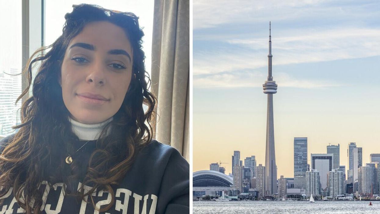 Mira Nabulsi in Toronto. RIght: Toronto skyline.