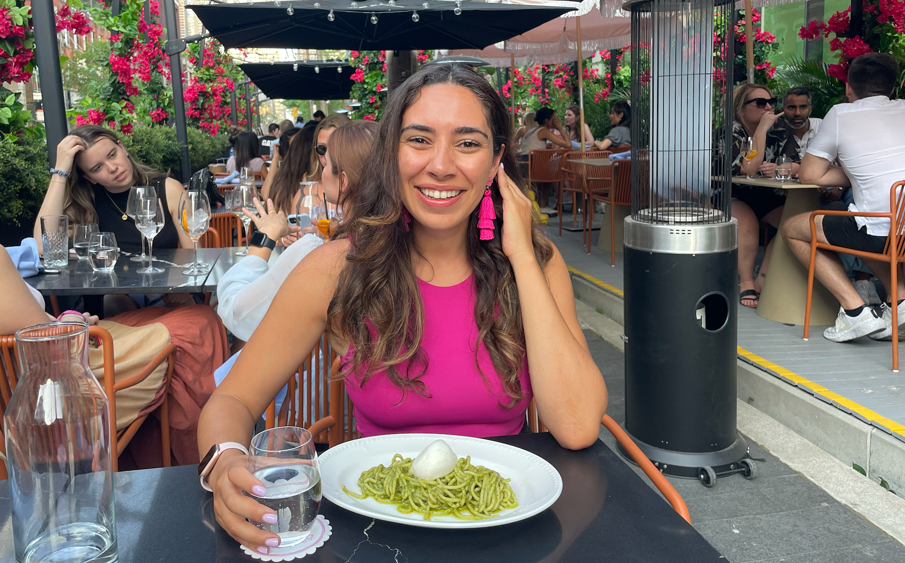 Mira Nabulsi sitting on Oretta's patio on King Street West.
