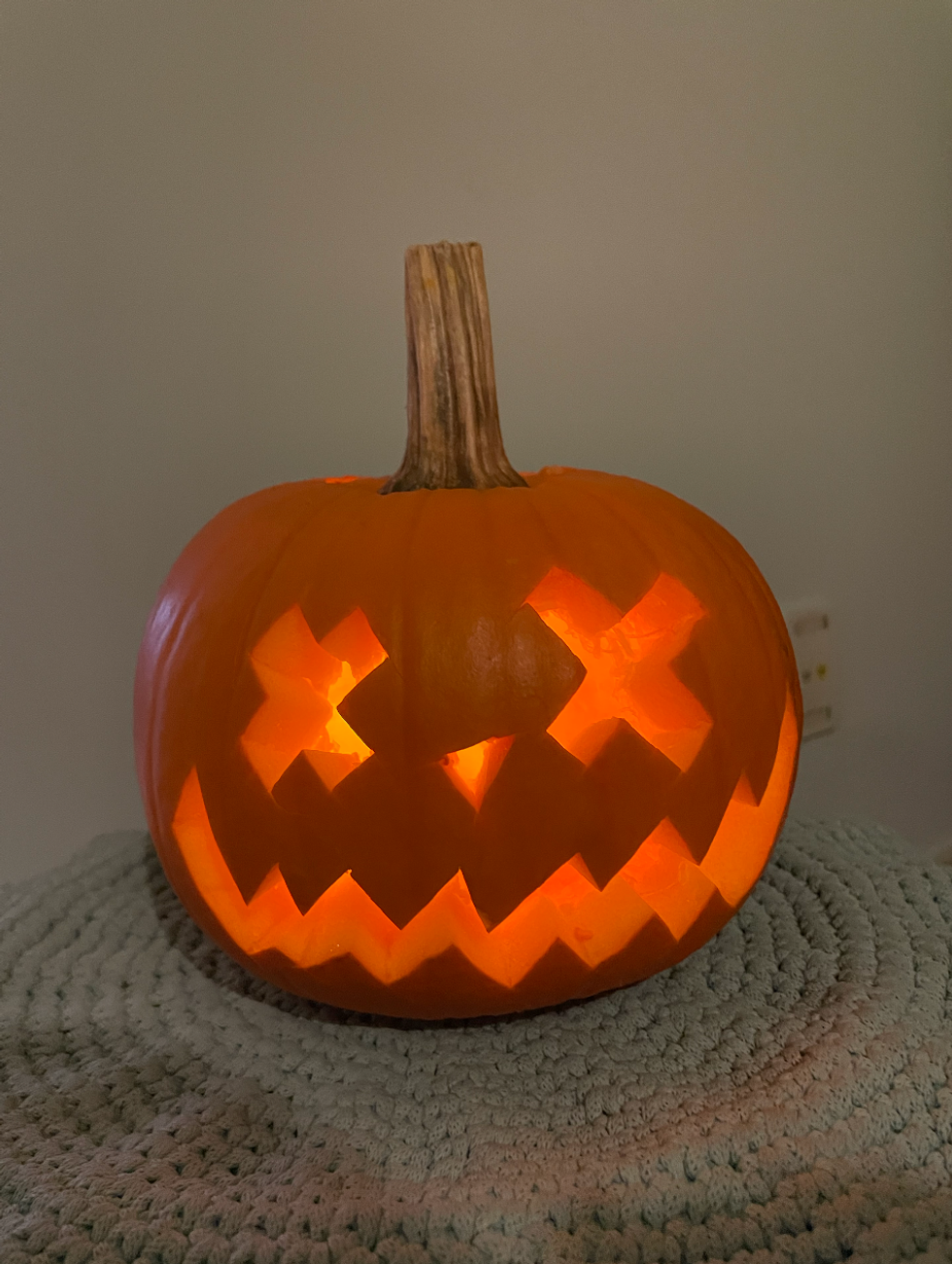 Mira's carved pumpkin.
