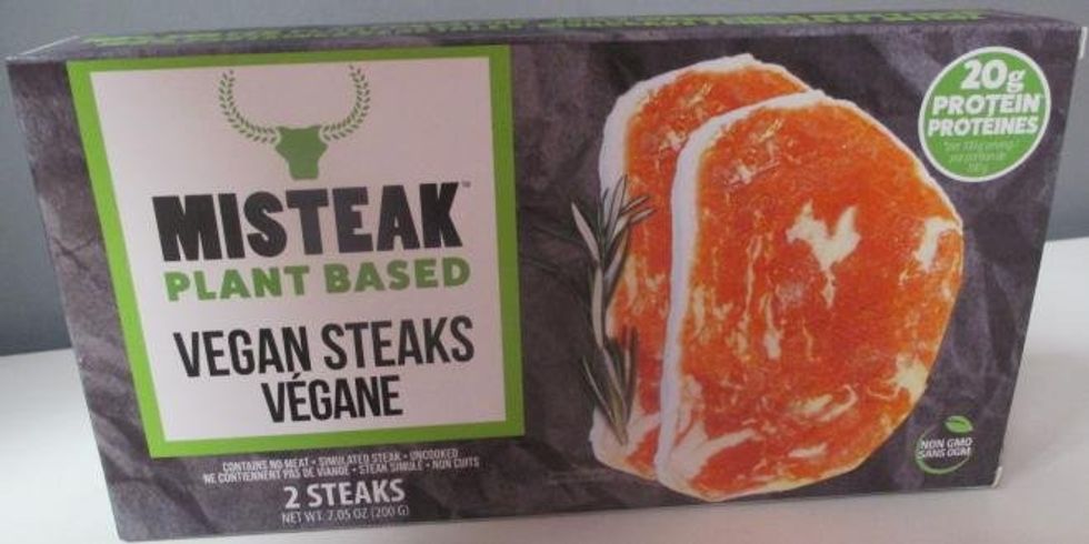 Misteak brand Plant Based Vegan Steaks.
