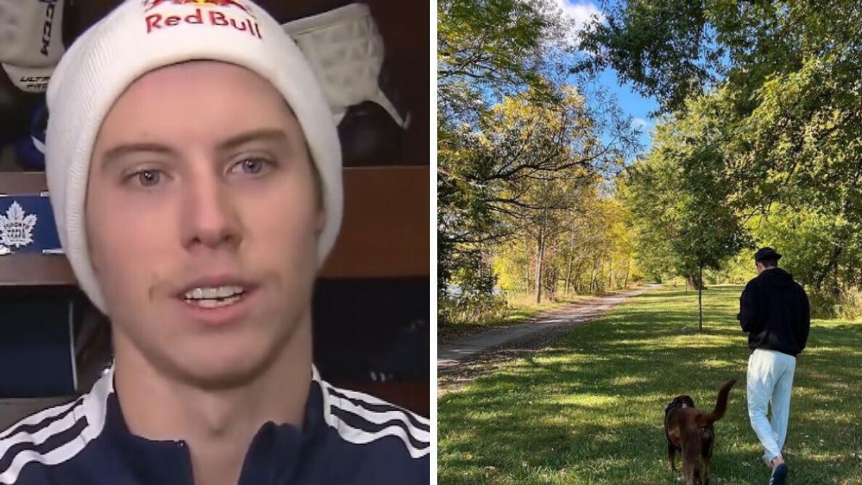 Mitch Marner and his dog, Zeus.