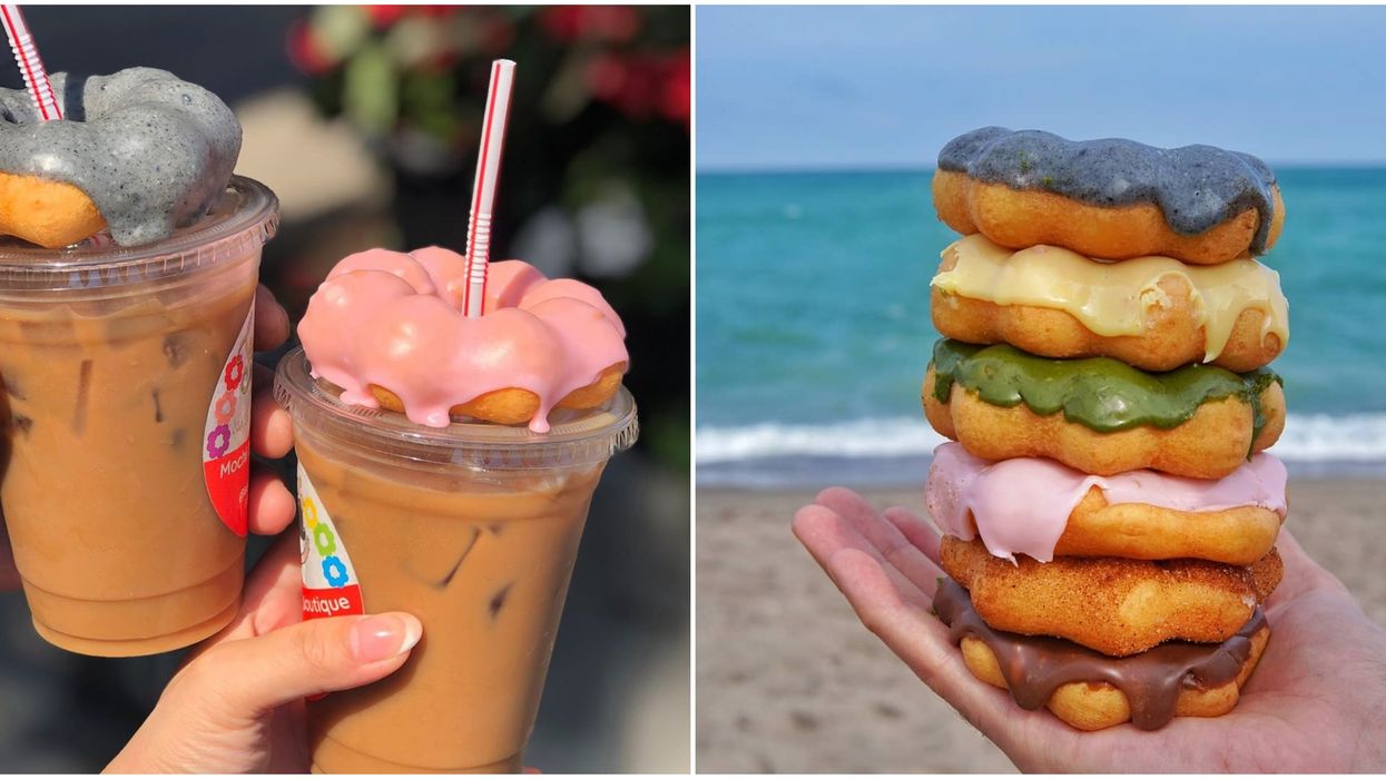 Mochi Donuts In Toronto On Top Of Iced Coffee Are A Dream Sweet-Treat Combo