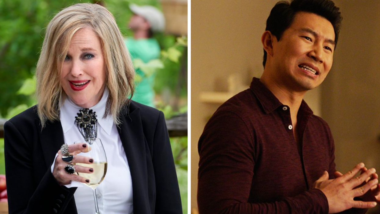 Moira Rose in 'Schitt's Creek'. Right: Jung Kim in 'Kim's Convenience'.