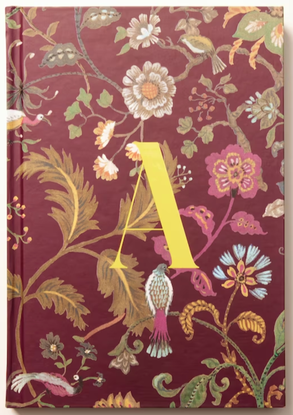 Monogram hardcover journal with the letter "A" on the front.