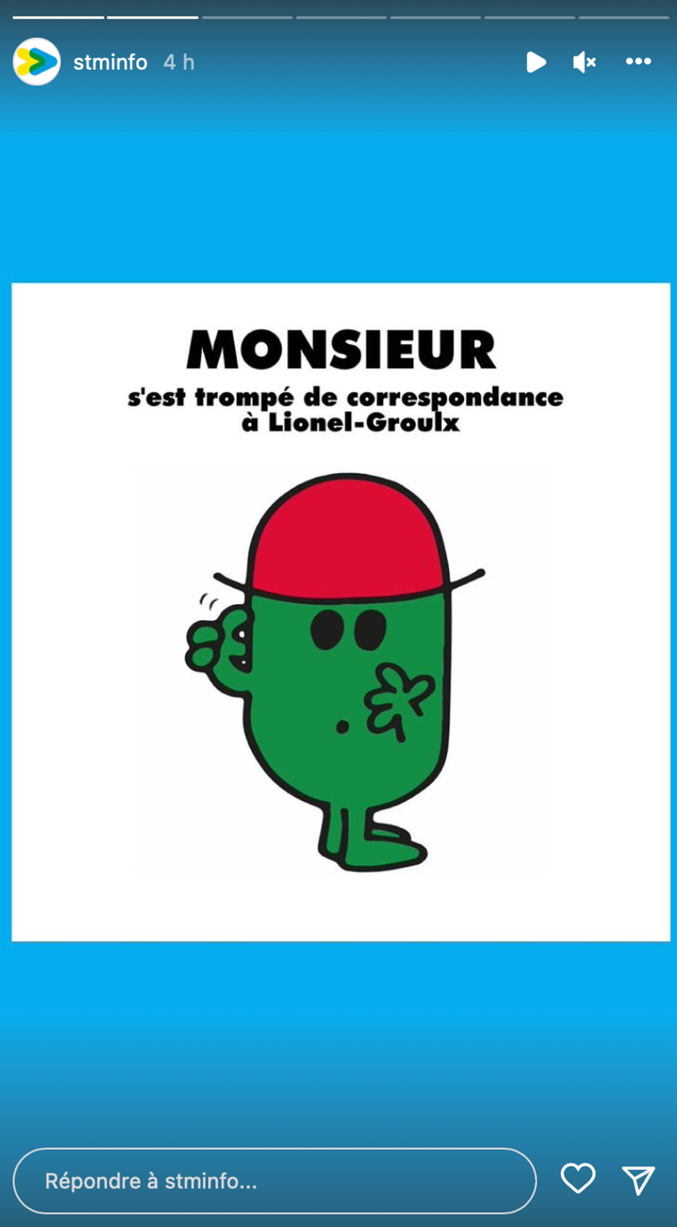 Monsieur s'est tromp\u00e9 de correspondance \u00e0 Lionel-Groulx.