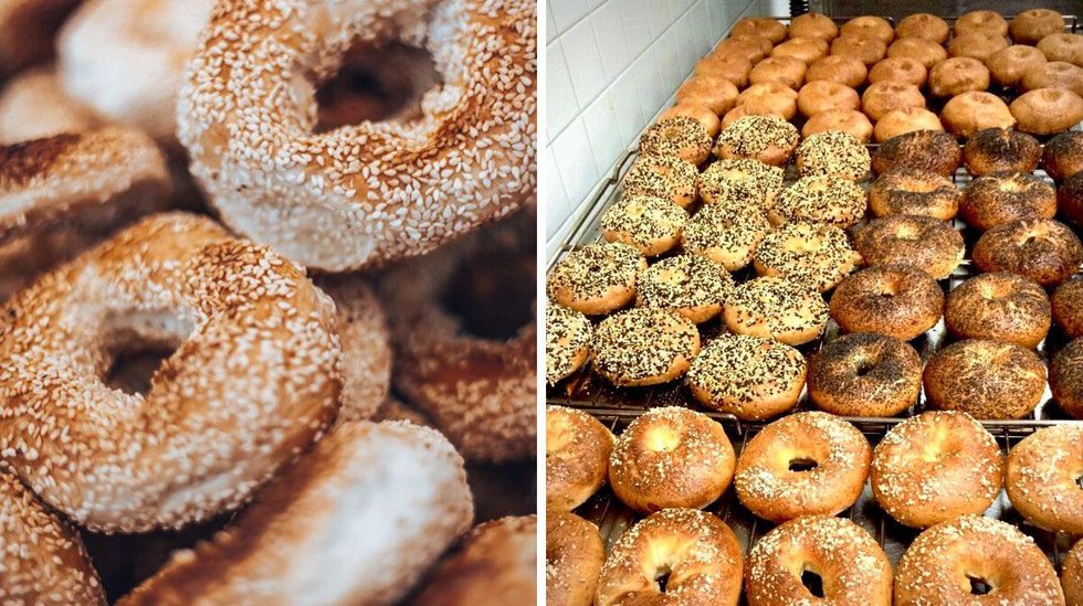 Montreal bagels. Right: New York bagels.