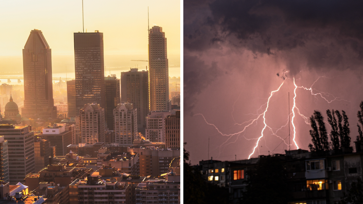 Montréal. Droite : Des orages.