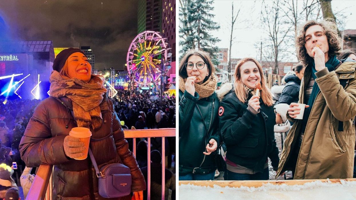 Montréal en Lumière. Droite : Festival Cabane Panache à Montréal.