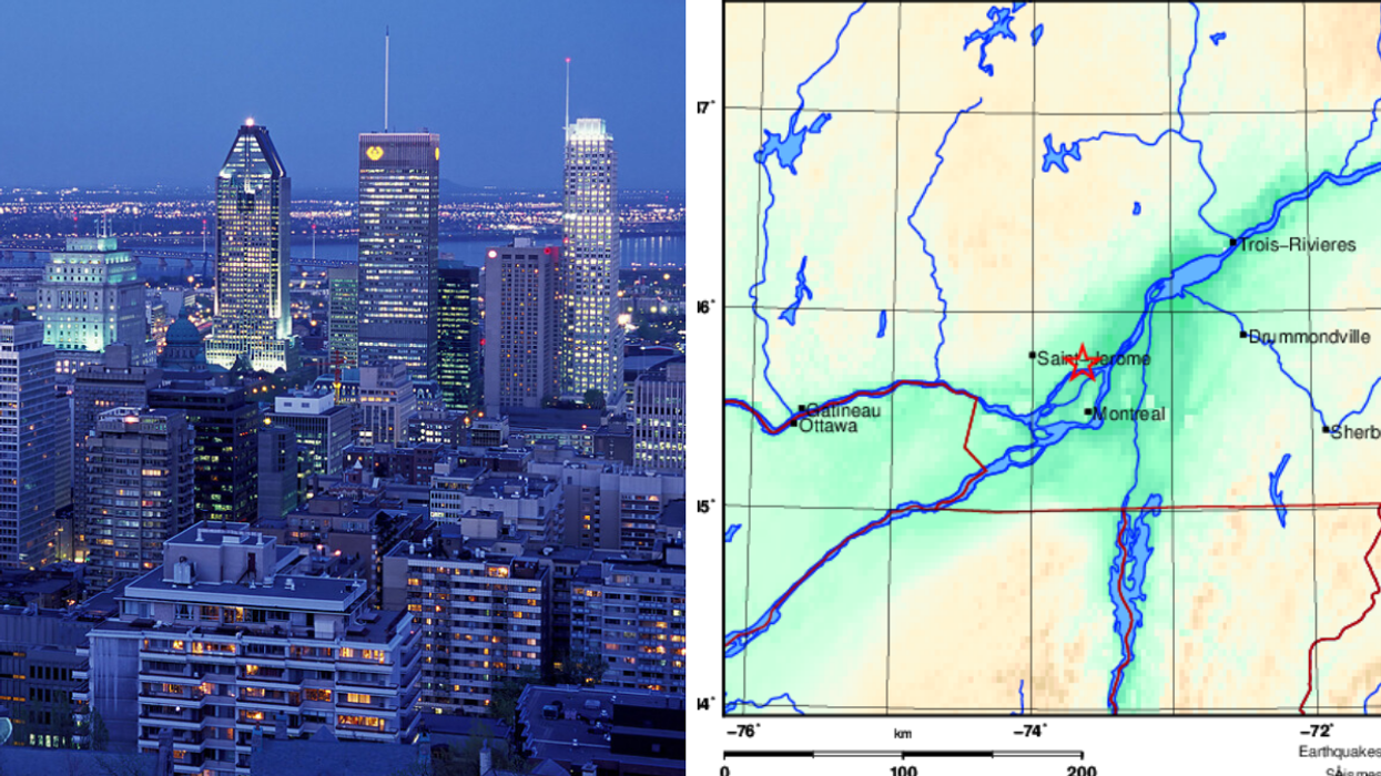 Montréal la nuit. Droite : Séisme