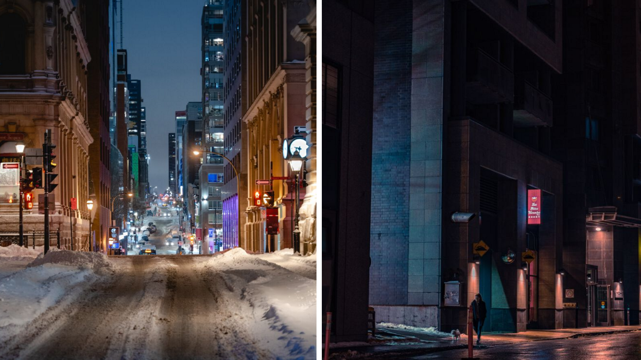 Montréal la nuit en hiver.