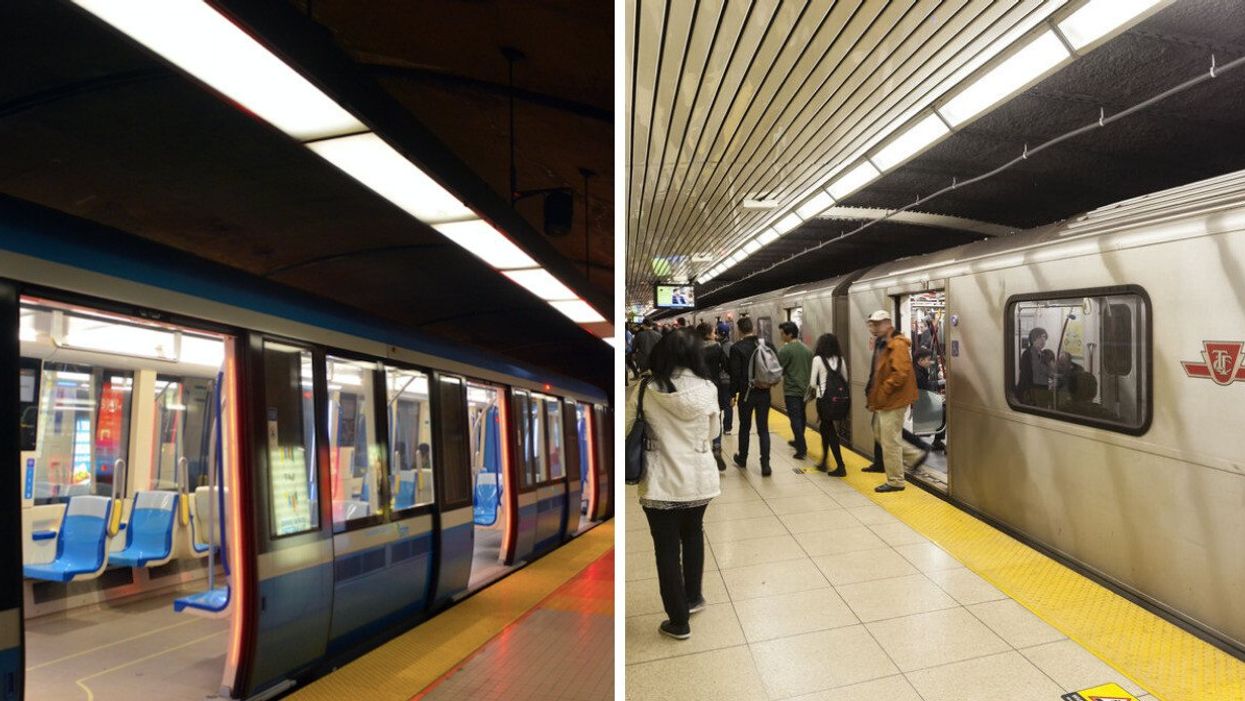 Montreal Metro subway station. Right: TTC subway station.