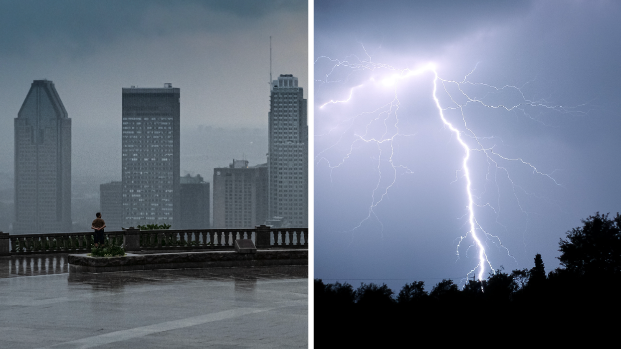 Montréal sous la pluie. Droite : Des orages.