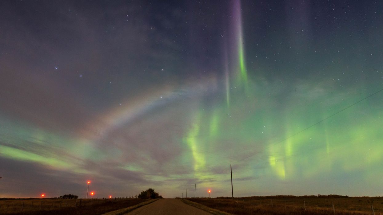 Moonbow In Alberta Was Capture Alongside The Aurora & It's So Rare