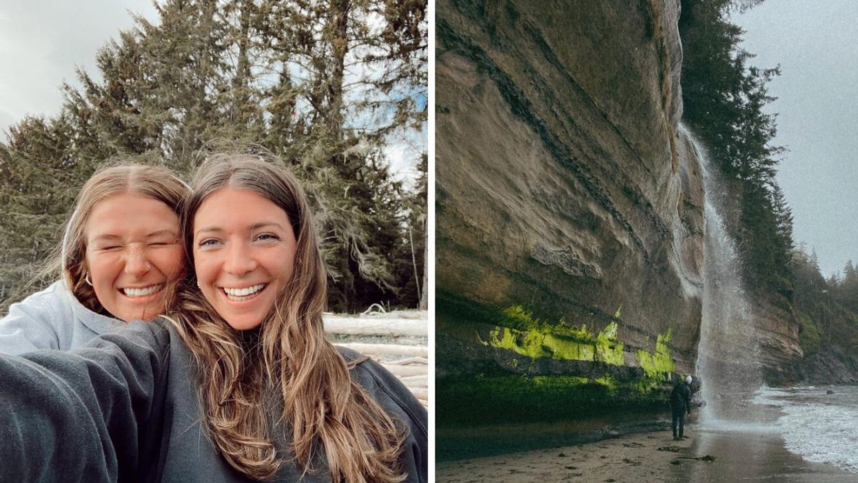 Morgan Leet and a friend. Mystic Beach waterfall.