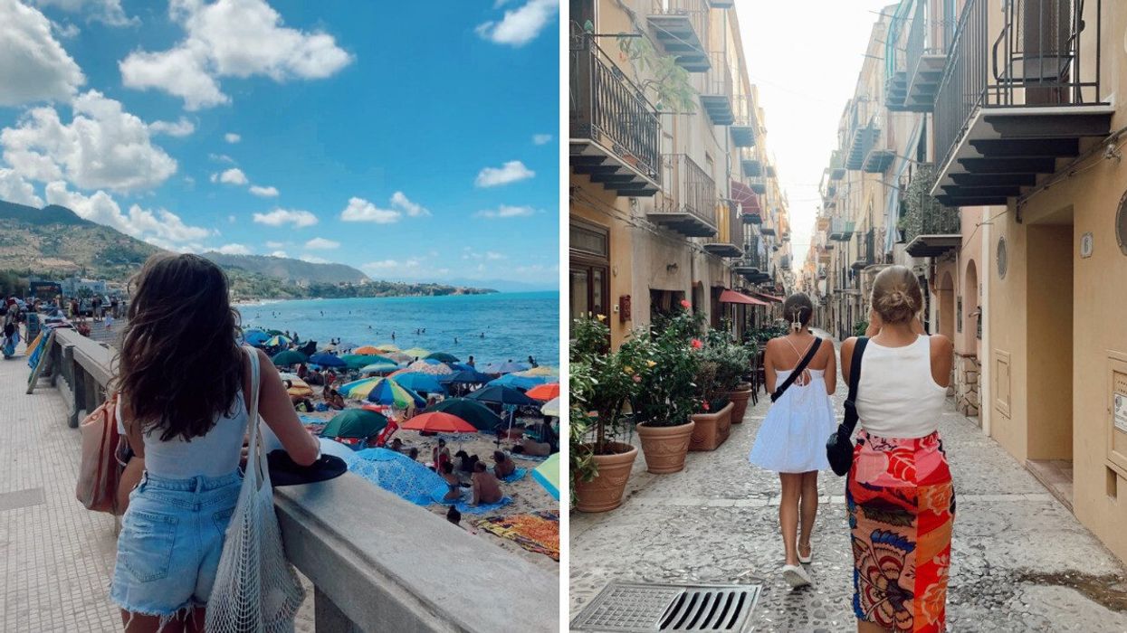 Morgan Leet in Cefalù. Right: Cefalù, Sicily, Italy.