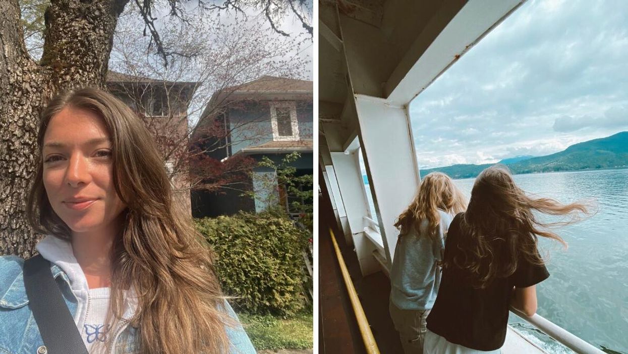 Morgan Leet in Vancouver. Right: People on BC Ferries.