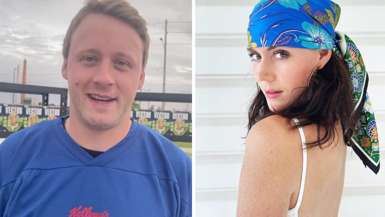 Morgan Rielly. Right: Tessa Virtue.