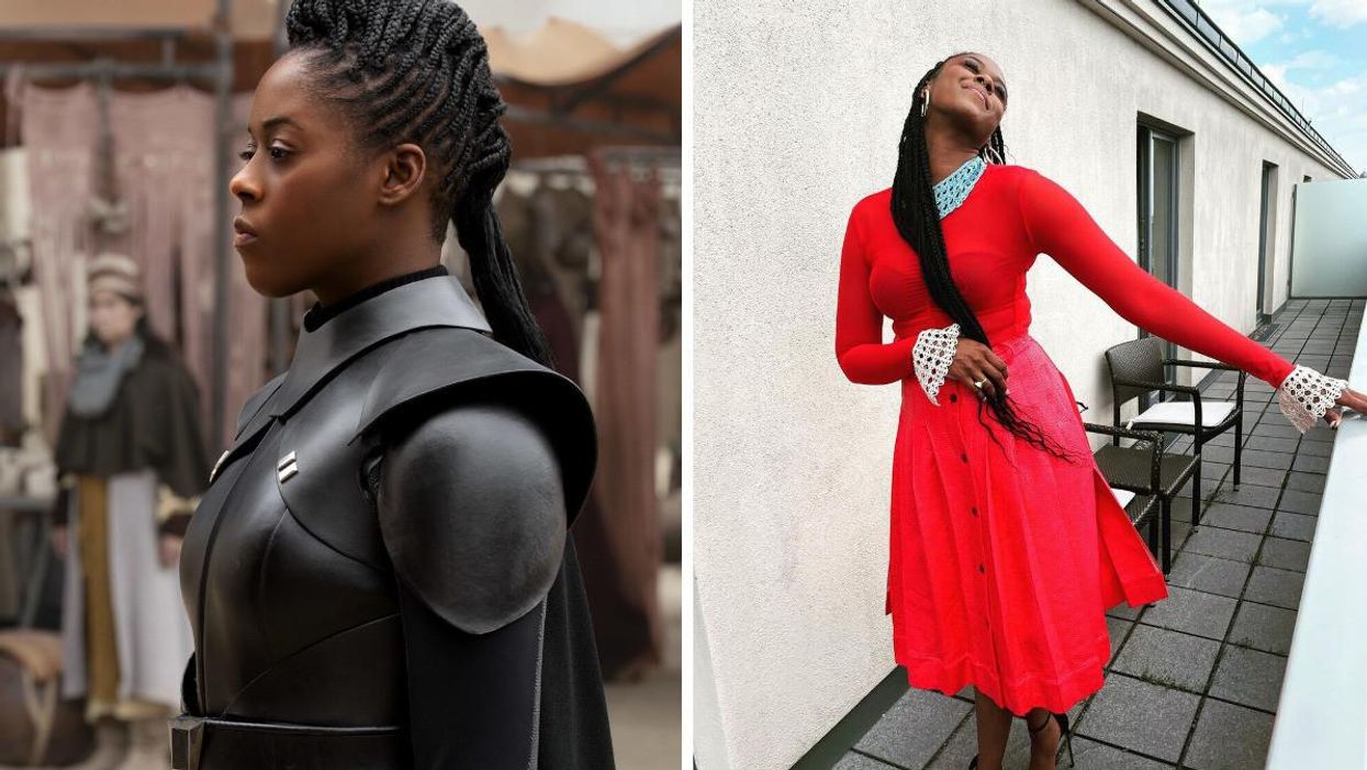 Moses Ingram as Reva in Star Wars: Obi-Wan Kenobi. Right: Moses Ingram.