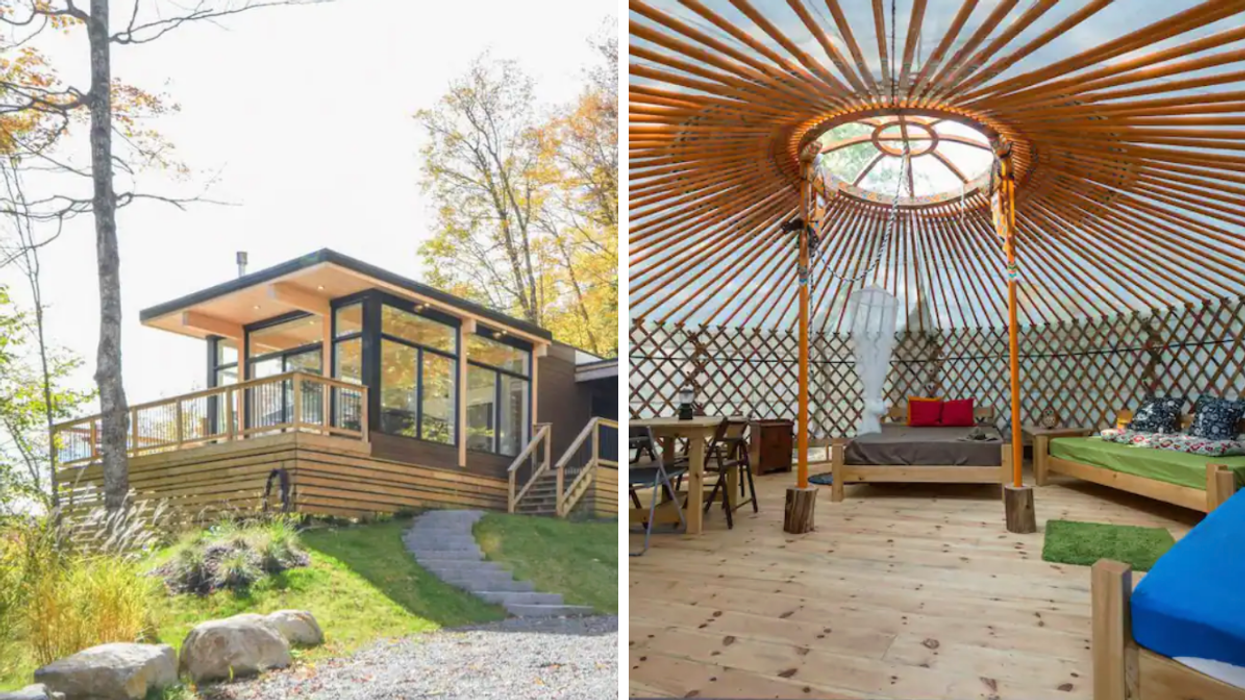 Mountainside Chalet. Right: Mongolian Yurt at Terra Perma.