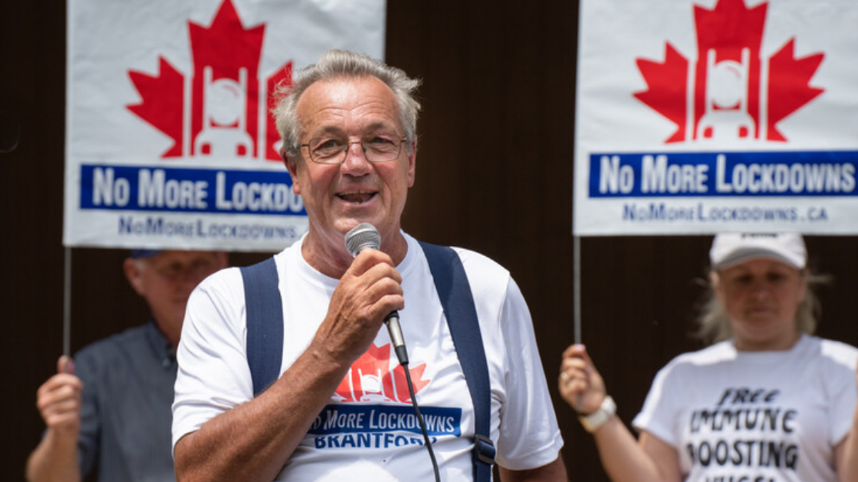 MPP Randy Hillier at an anti-lockdown event.