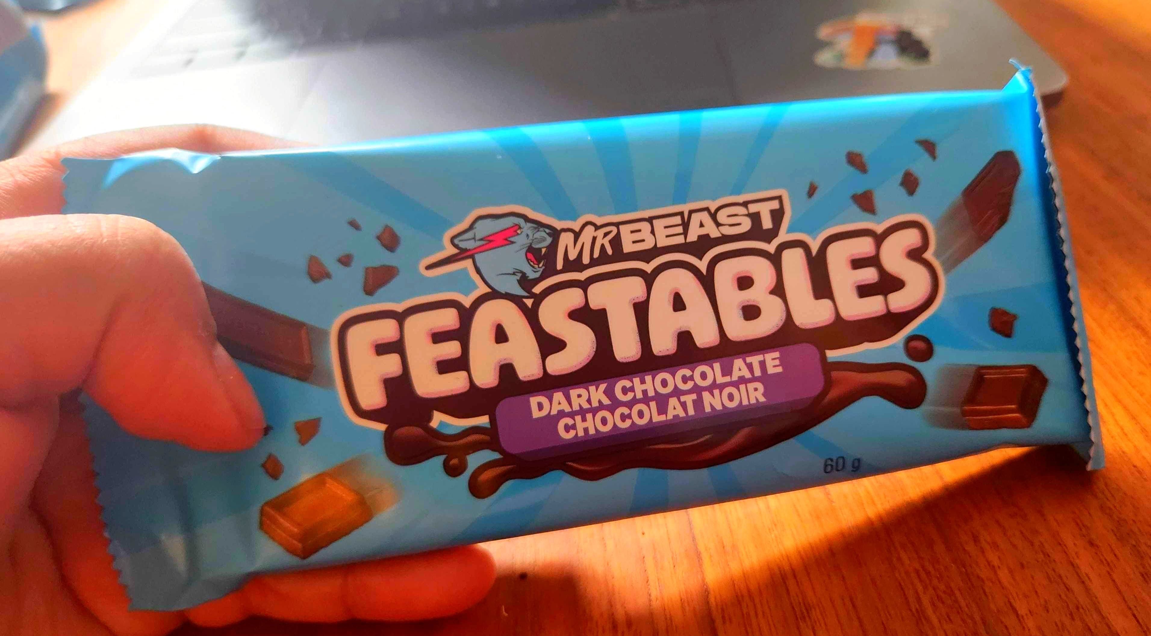 Mr. Beast Feastables Dark chocolate.
