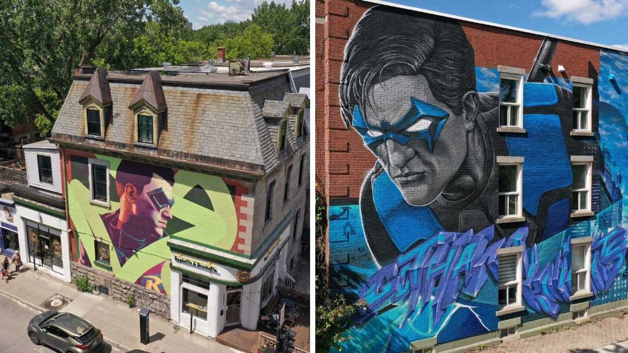 Murales des superhéros de Gotham Knights à Montréal.