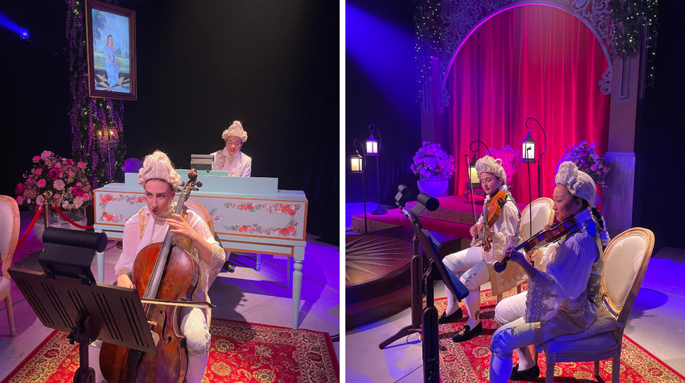 Muscians playing at the ball.