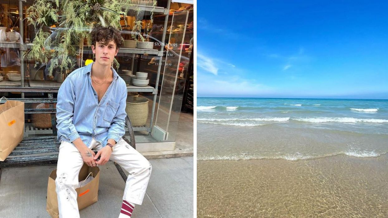 Musician Shawn Mendes. Right: Clear water at North Beach Provincial Park.