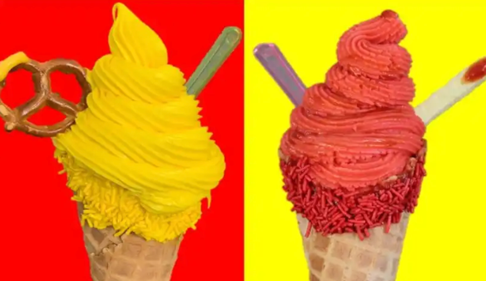 Mustard and ketchup ice cream.