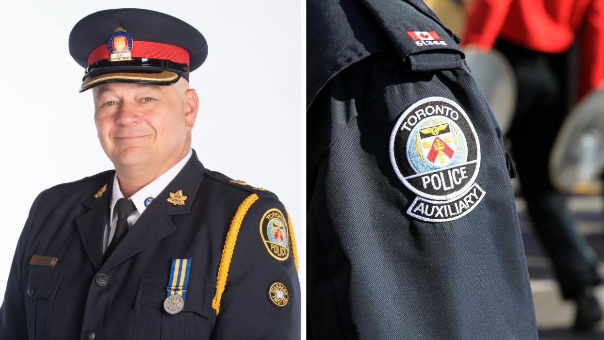 Myron Demkiw. Right: Toronto Police Service uniform.