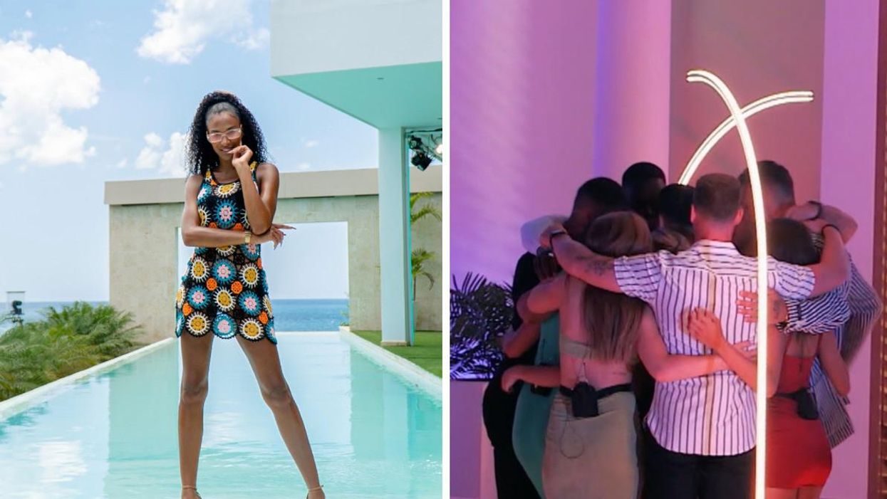 Naadei Lyonnais, animatrice à L'île de l'amour. Droite : Les insulaires de L'île de l'amour.