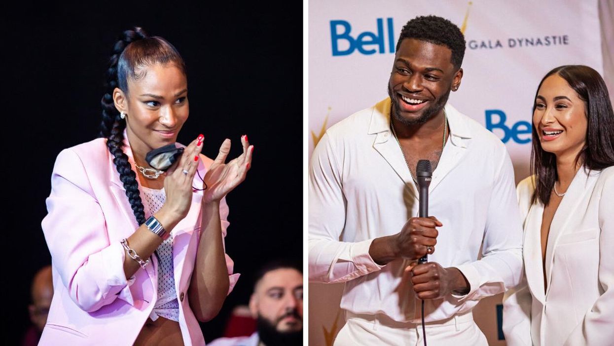 Naadei Lyonnais au Gala Dynastie 2022. Droite : Ines Lalouad et Stevens Dorcelus sur le Black Carpet du Gala Dynastie 2022.