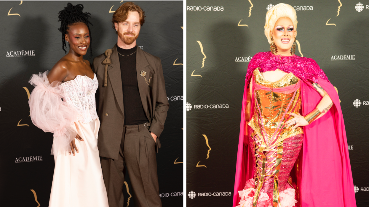 Naïla Louidort et son conjoint Louis sur le tapis rouge des prix Gémeaux. Droite : Rita Baga et son conjoint Louis sur le tapis rouge des prix Gémeaux.