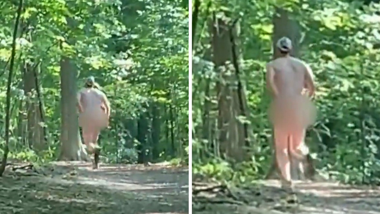 Naked man running in a public trail in Aurora.