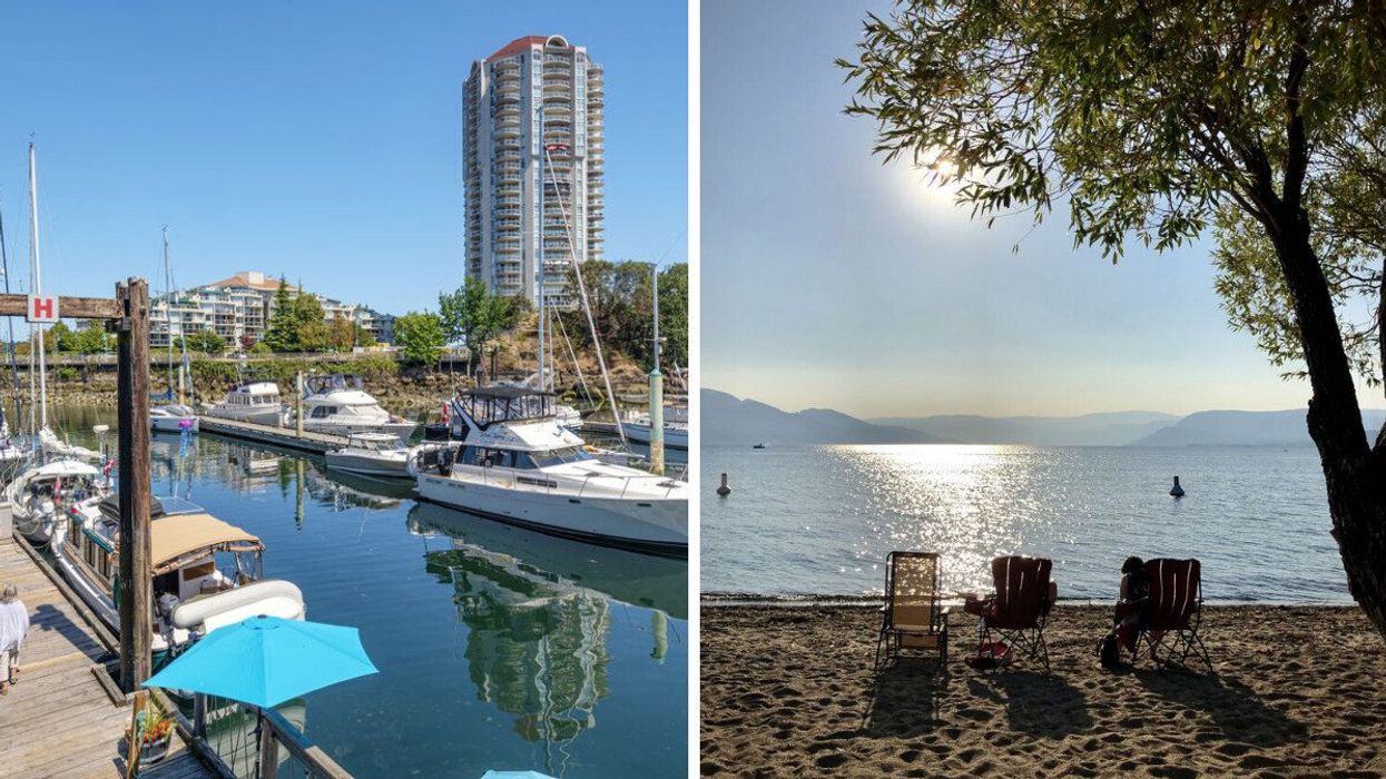 Nanaimo BC. Right: Beach in Kelowna, B.C.