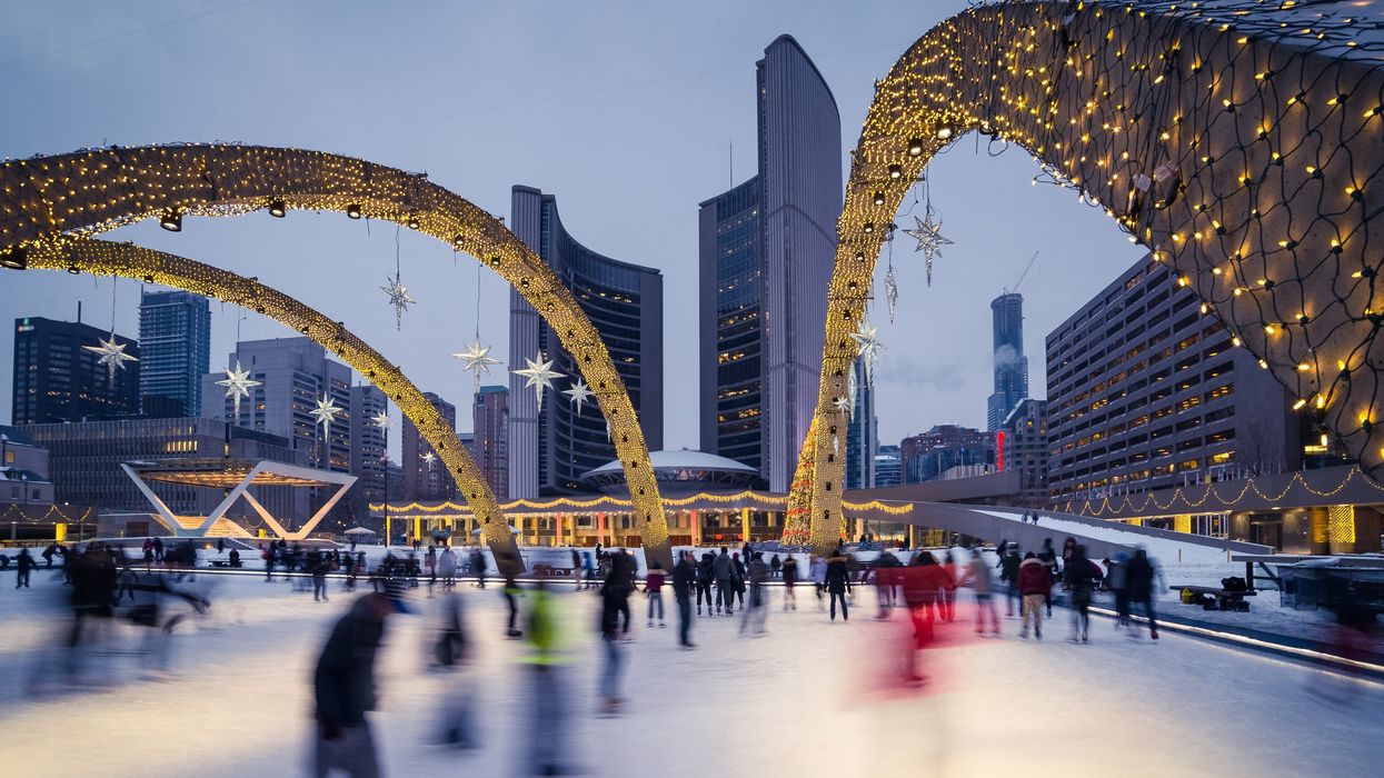 Nathan Phillips Square skating rink during the holiday season.