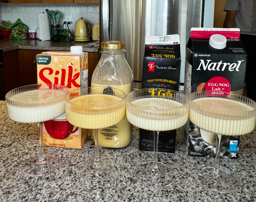 Natrel, President's Choice, Silk and Farm Boy eggnog.