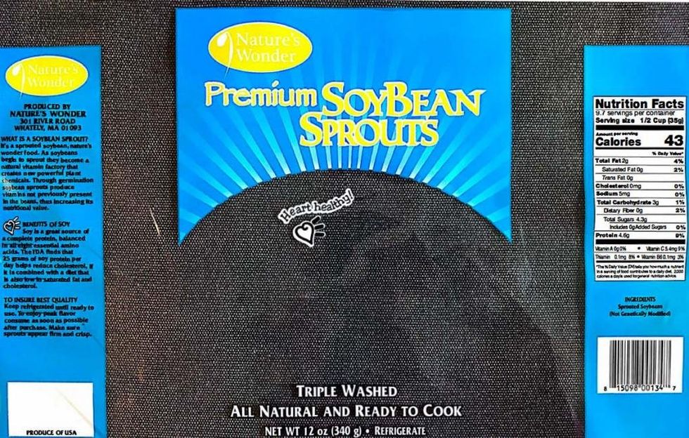 Nature's Wonder recalled Premium Soybean Sprouts.