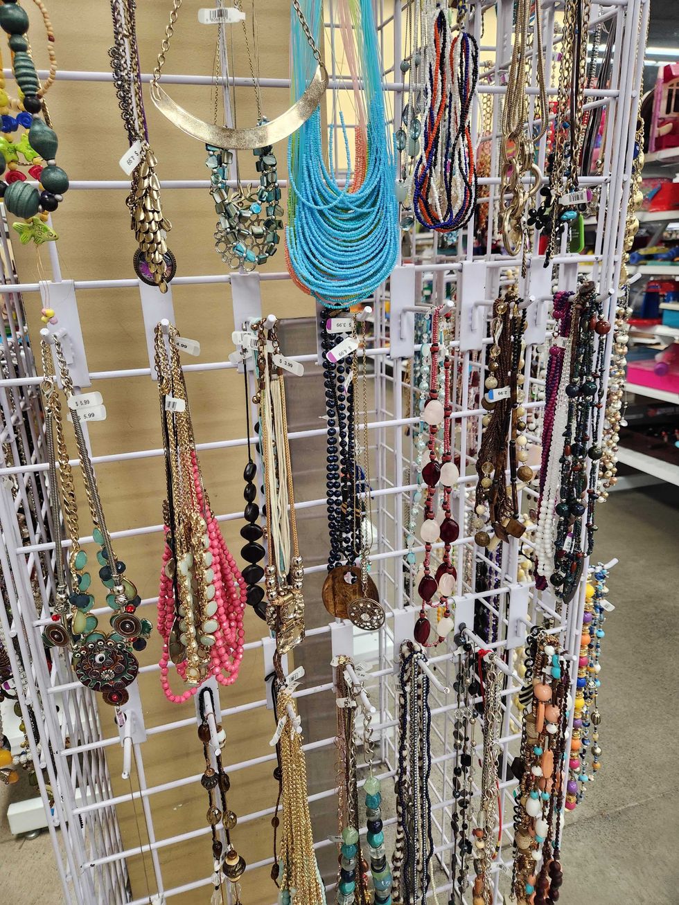 Necklaces in Value Village.