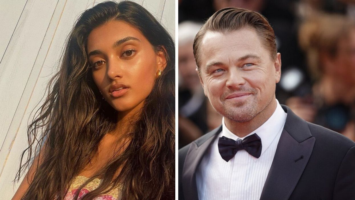 Neelam Gill. Right: Leonardo DiCaprio at the 2019 Cannes Film Festival.