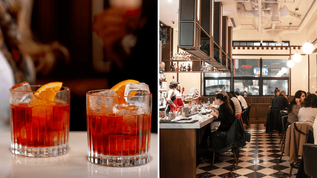 Negroni cocktail glasses., Right: Folietta, a cozy, design-forward neighbourhood gem tucked in East Vancouver