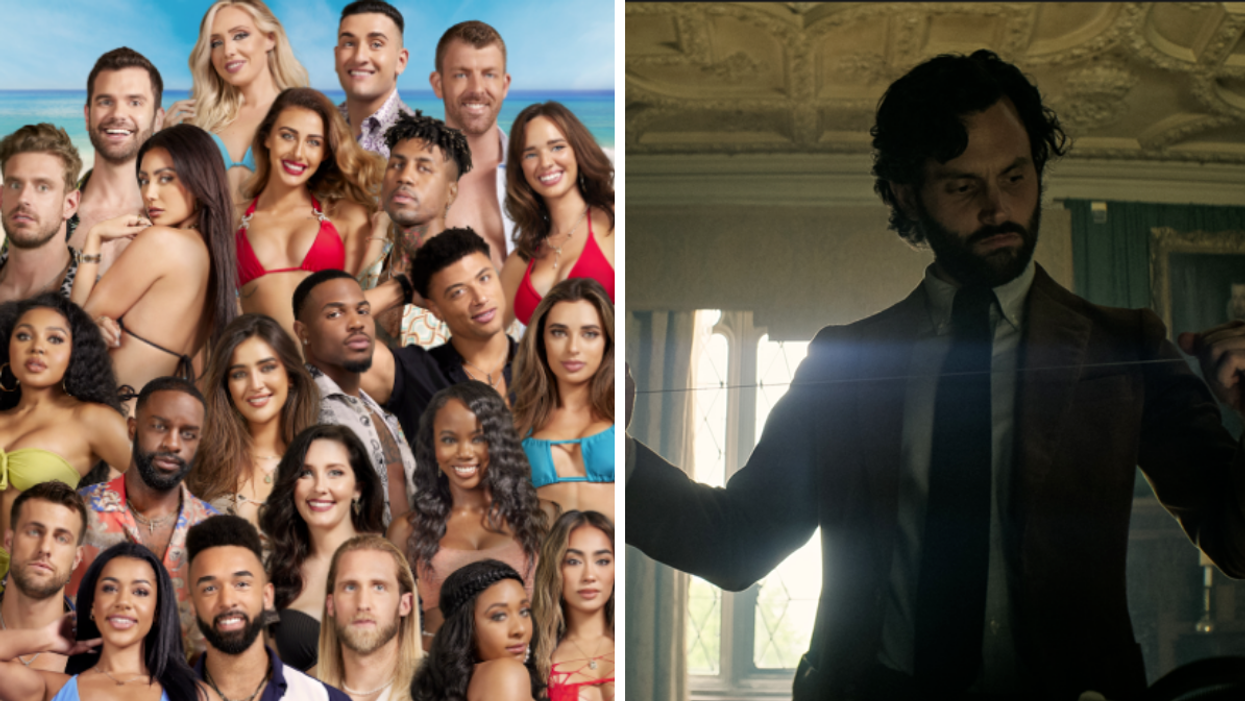 New reality tv show 'Perfect Match'. Right: Joe Goldberg in 'You'.