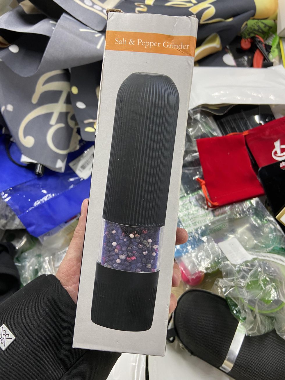 New salt and pepper grinder in a box.