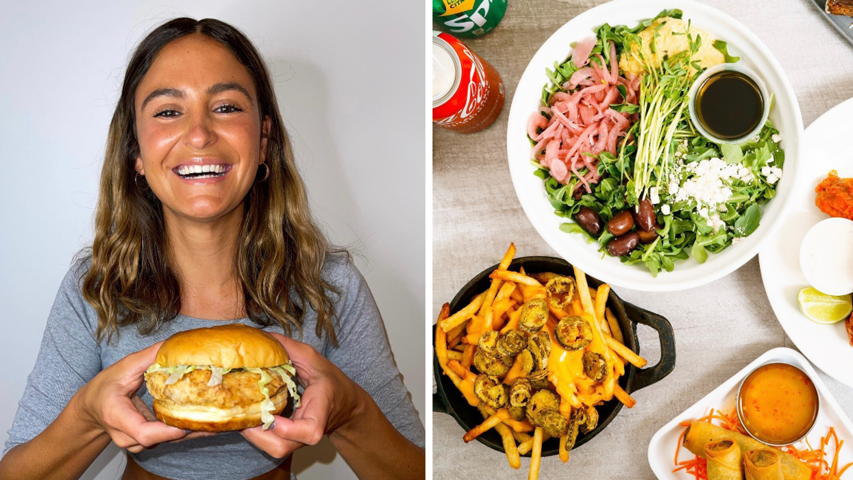 New Toronto Kitchen Hub in Midtown, Cabano's Comfort food, right: salad, cheesy fries and spring rolls from multiple restaurants