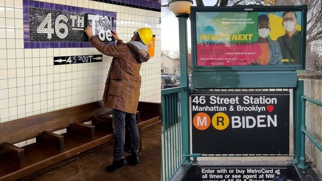 New York City Astoria 46th Street Station Joe Biden Adrian Wilson